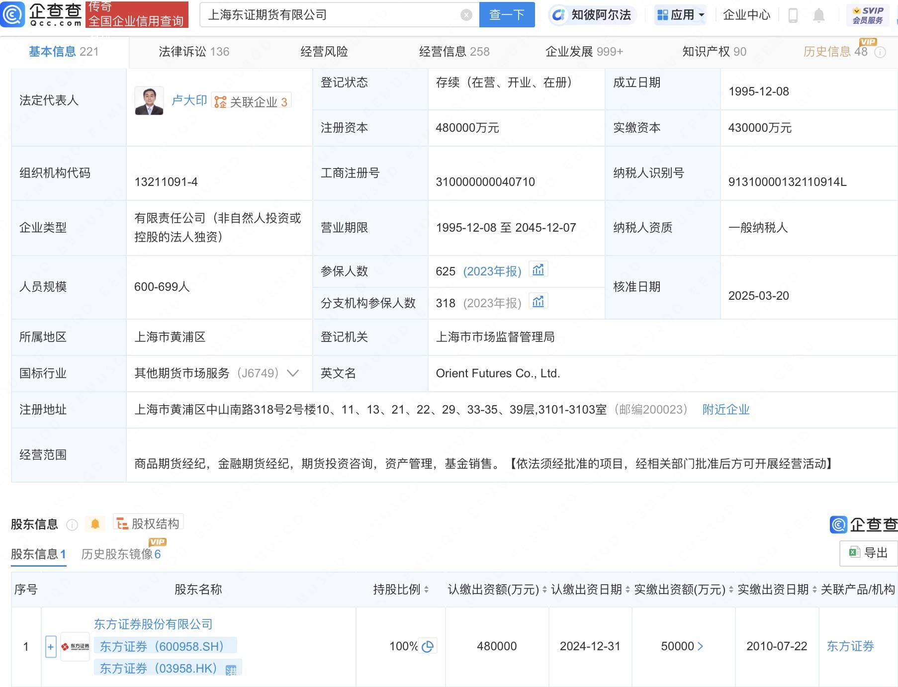 东方证券旗下东证期货公司增资至48亿元